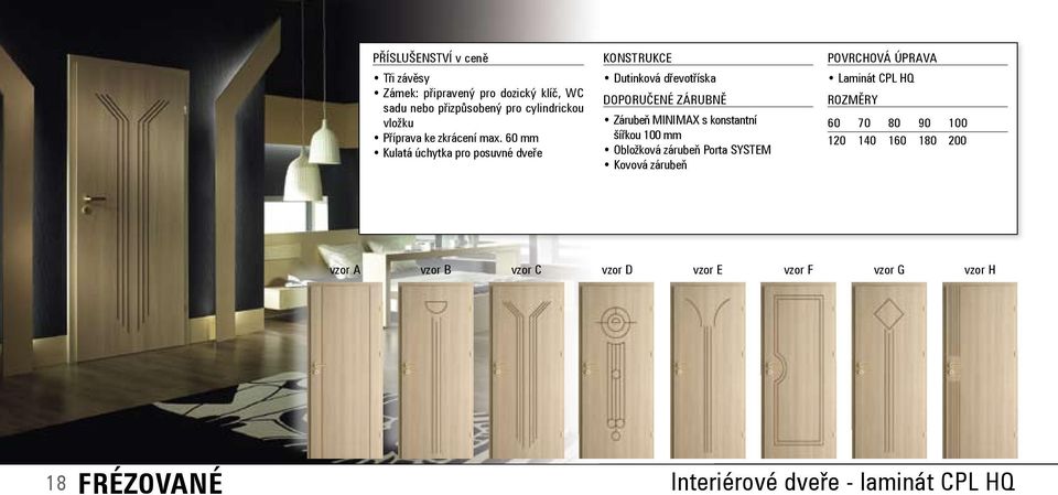 60 mm Kulatá úchytka pro posuvné dveře Dutinková dřevotříska Zárubeň MINIMAX s konstantní šířkou 100 mm