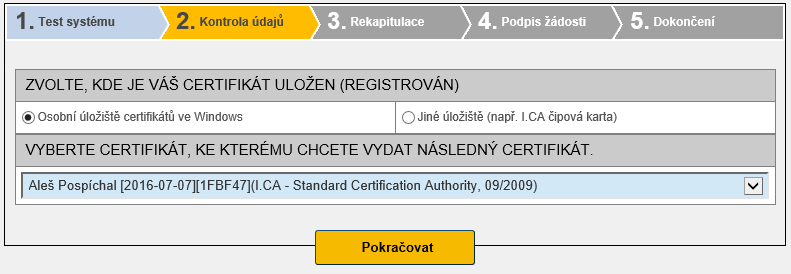 3.1.1. Nepodporovaný operační systém Pro generování žádosti musíte použít jeden z operačních systémů uvedených v kapitole 2.