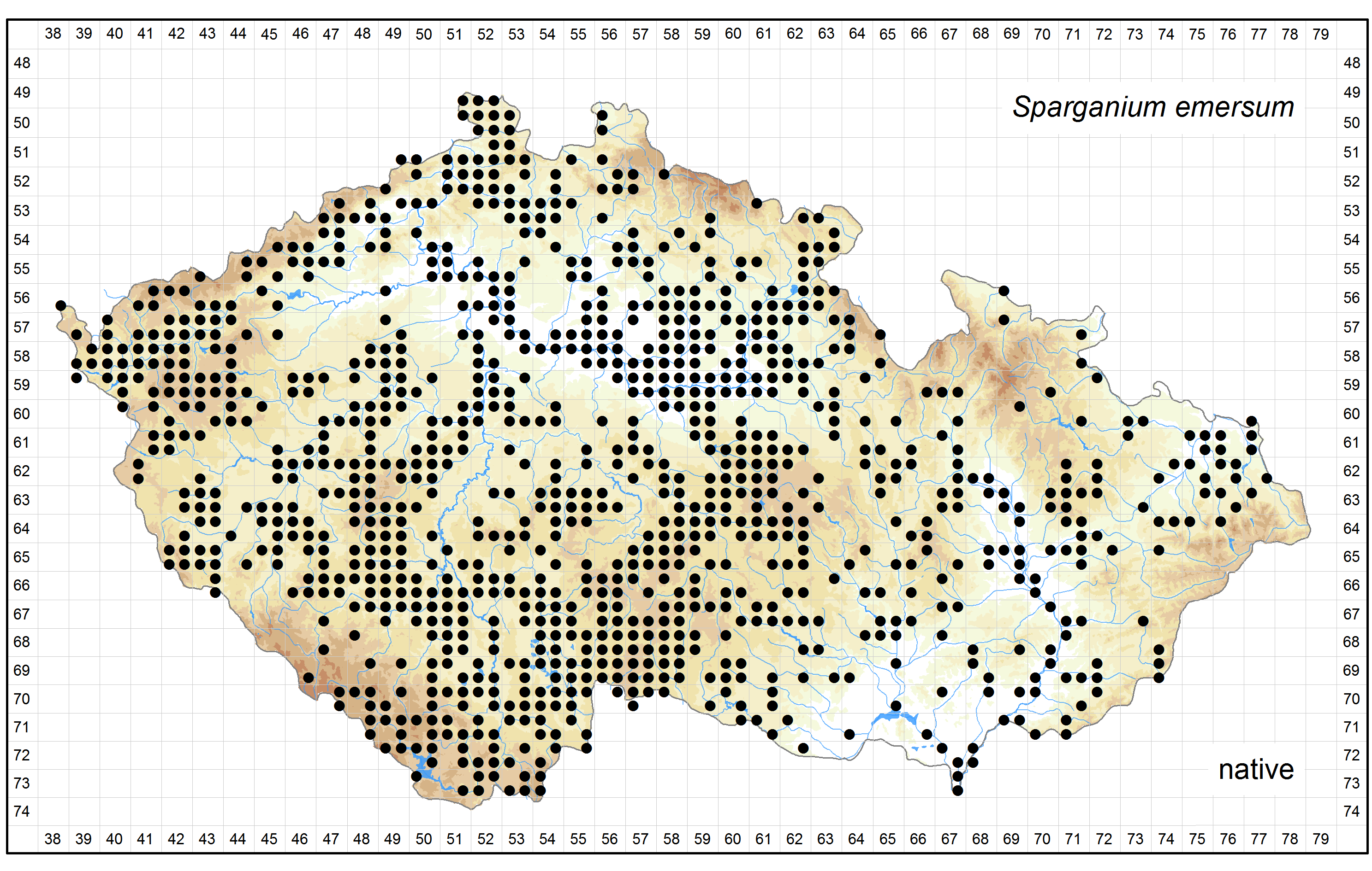 Distribution of Sparganium emersum in the Czech Republic Author of the map: Zdenek Kaplan Map produced on: 18-11-2015 Database records used for producing the distribution map of Sparganium emersum