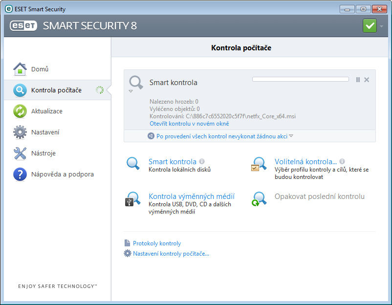 Kontrola počítače Po úspěšné instalaci programu a aktualizaci virové databáze doporučujeme provést kontrolu počítače.
