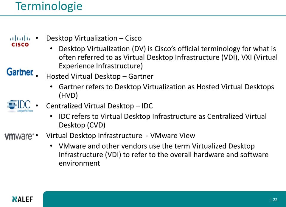 Desktops (HVD) Centralized Virtual Desktop IDC IDC refers to Virtual Desktop Infrastructure as Centralized Virtual Desktop (CVD) Virtual Desktop