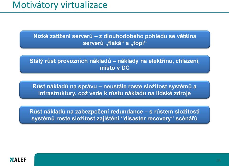 neustále roste složitost systémů a infrastruktury, což vede k růstu nákladu na lidské zdroje Růst