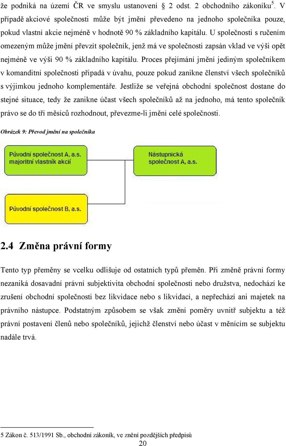 U společnosti s ručením omezeným může jmění převzít společník, jenž má ve společnosti zapsán vklad ve výši opět nejméně ve výši 90 % základního kapitálu.