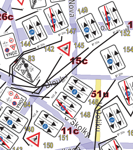 152 křižovatka Dlouhá a U Školky umístit IP 20b konec