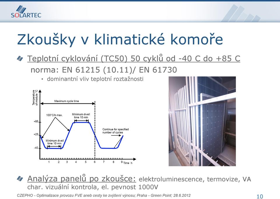 11)/ EN 61730 dominantní vliv teplotní roztažnosti Analýza