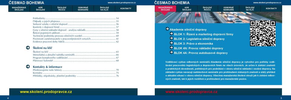 .. 65 Mimořádná a aktuální nabídka seminářů... 66 Program komplexního vzdělávání... 67 Plánovací kalendář... 68 Kontakty & informace Představujeme naše lektory... 70 Kontakty.