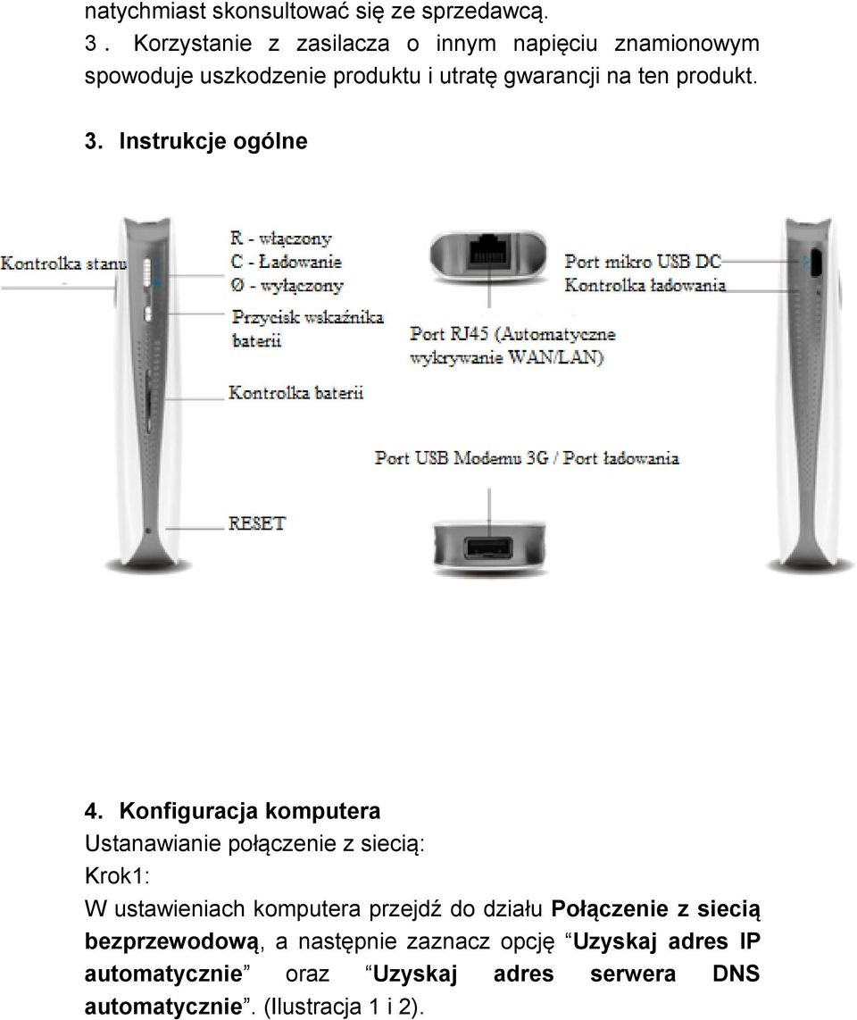 produkt. 3. Instrukcje ogólne 4.