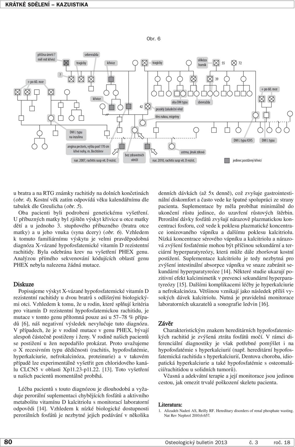 D rezist. bez zdravotních obtíží astma, jinak zdravá nar. 2010, rachitis susp vit. D rezist. DM I. typu ICHS jedinec postižený křivicí DM I.