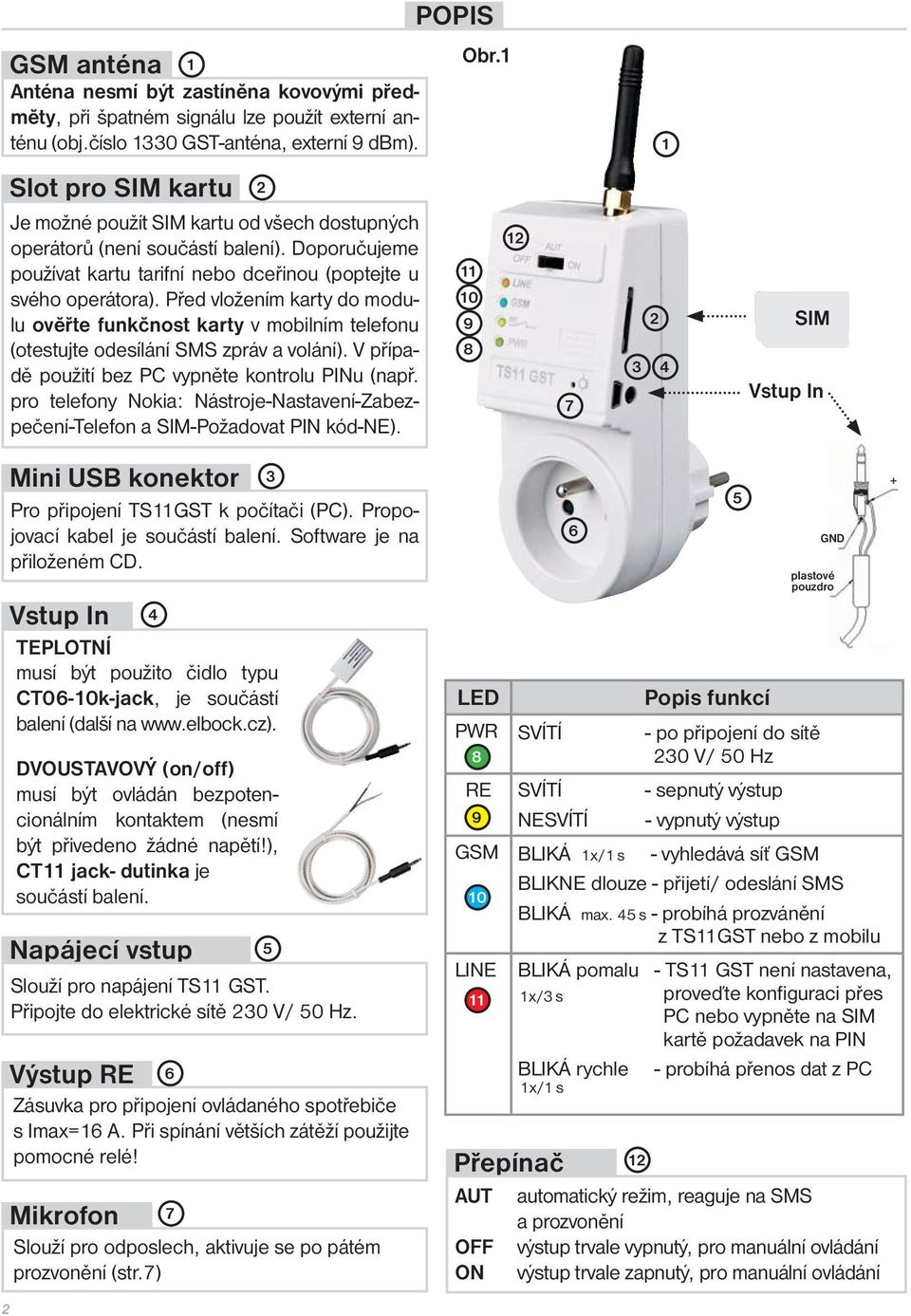 Před vložením karty do modulu ověřte funkčnost karty v mobilním telefonu (otestujte odesílání SMS zpráv a volání). V případě použití bez PC vypněte kontrolu PINu (např.