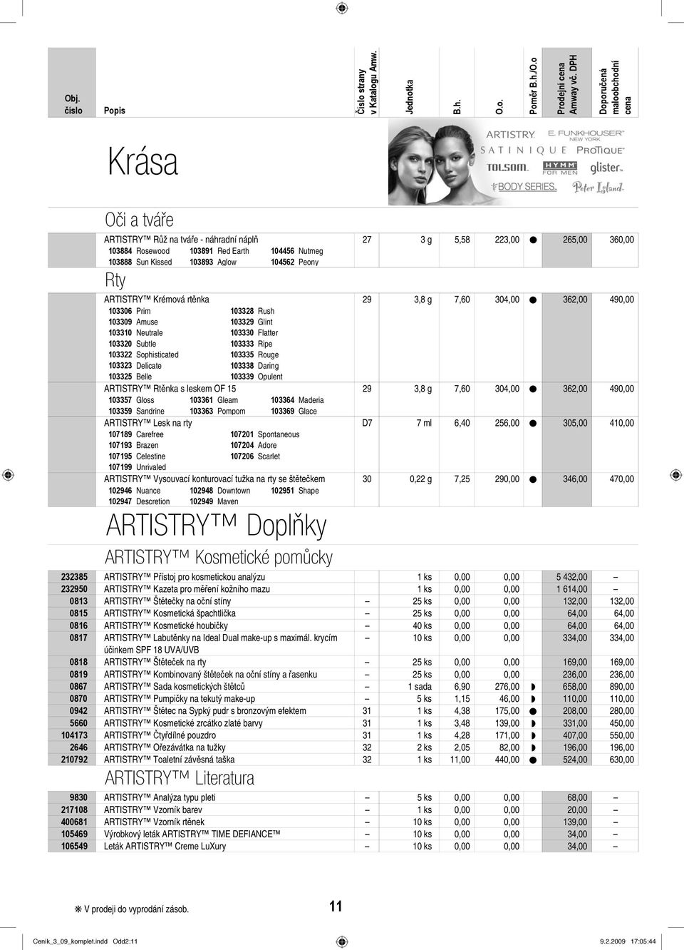 103323 Delicate 103338 Daring 103325 Belle 103339 Opulent ARTISTRY Rt nka s leskem OF 15 29 3,8 g 7,60 304,00 362,00 490,00 103357 Gloss 103361 Gleam 103364 Maderia 103359 Sandrine 103363 Pompom