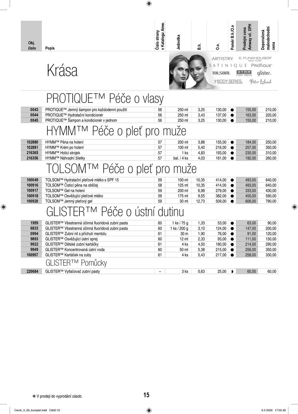 holení 57 100 ml 5,40 216,00 257,00 350,00 216365 HYMM Holicí strojek 57 1 ks 4,83 193,00 230,00 310,00 216356 HYMM Náhradní žiletky 57 bal.