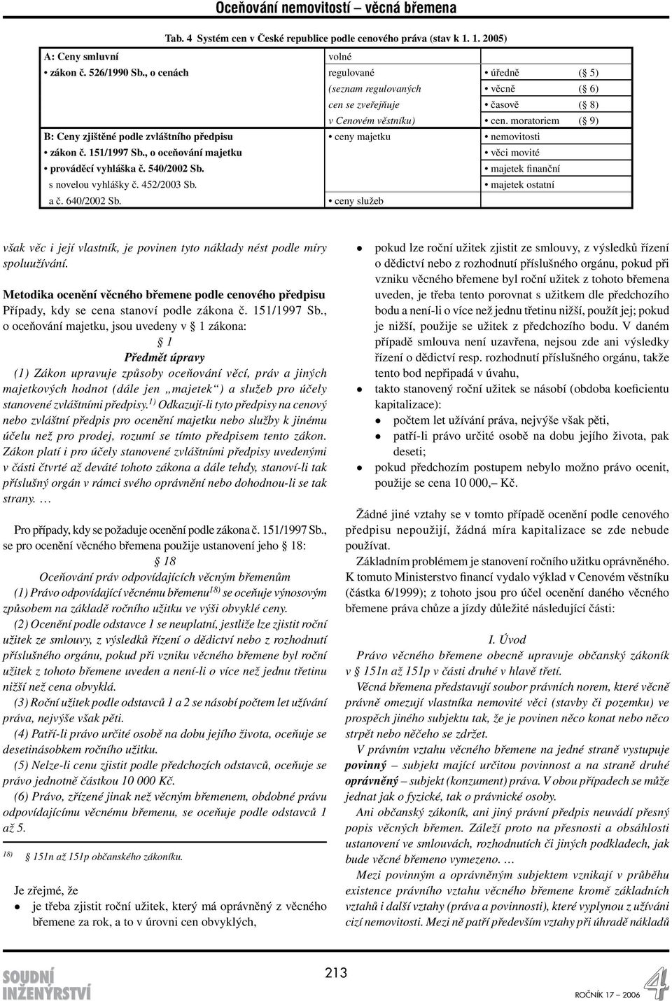 moratoriem ( 9) B: Ceny zjištěné podle zvláštního předpisu ceny majetku nemovitosti zákon č. 151/1997 Sb., o oceňování majetku věci movité prováděcí vyhláška č. 540/2002 Sb.