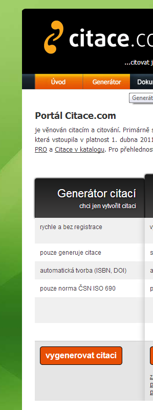 Online možnost citací Citace.com (www.citace.