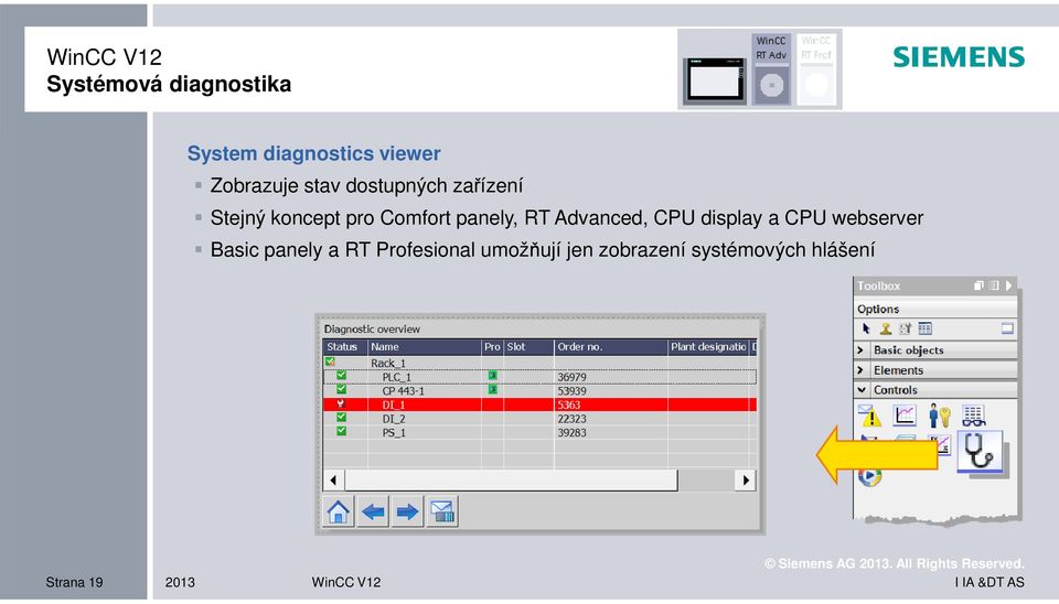 Advanced, CPU display a CPU webserver Basic panely a RT