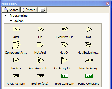 LabVIEW funkce a VI (4) Boolean základní