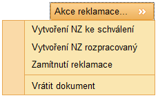 5.22.1. Upravit poznámku Otevře dialogové okno Upravit poznámku řešitele. Tlačítko není aktivní, pokud přihlášený uţivatel není řešitelem reklamace. 5.22.2. Upravit nesprávnost Otevře dialogové okno Upravit nesprávnost.