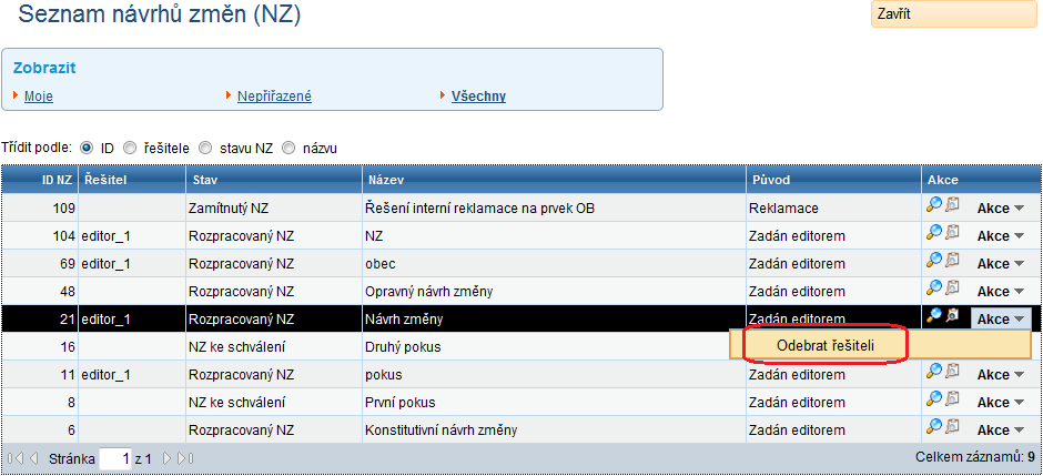 4.22.2. Odeberte NZ stávajícímu