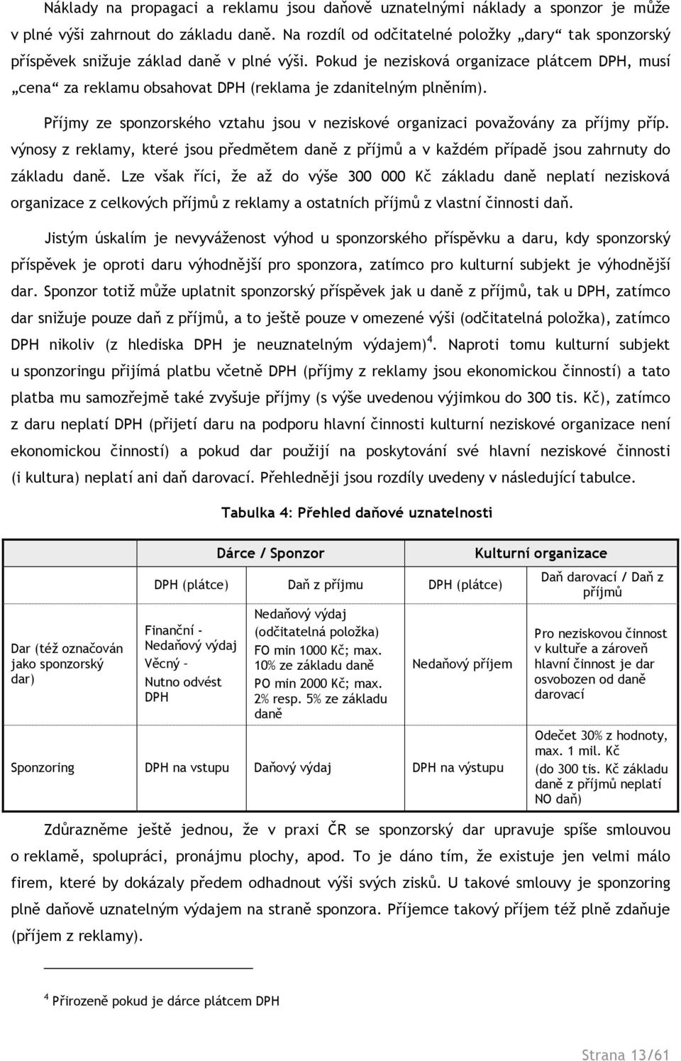 Pokud je nezisková organizace plátcem DPH, musí cena za reklamu obsahovat DPH (reklama je zdanitelným plněním). Příjmy ze sponzorského vztahu jsou v neziskové organizaci považovány za příjmy příp.