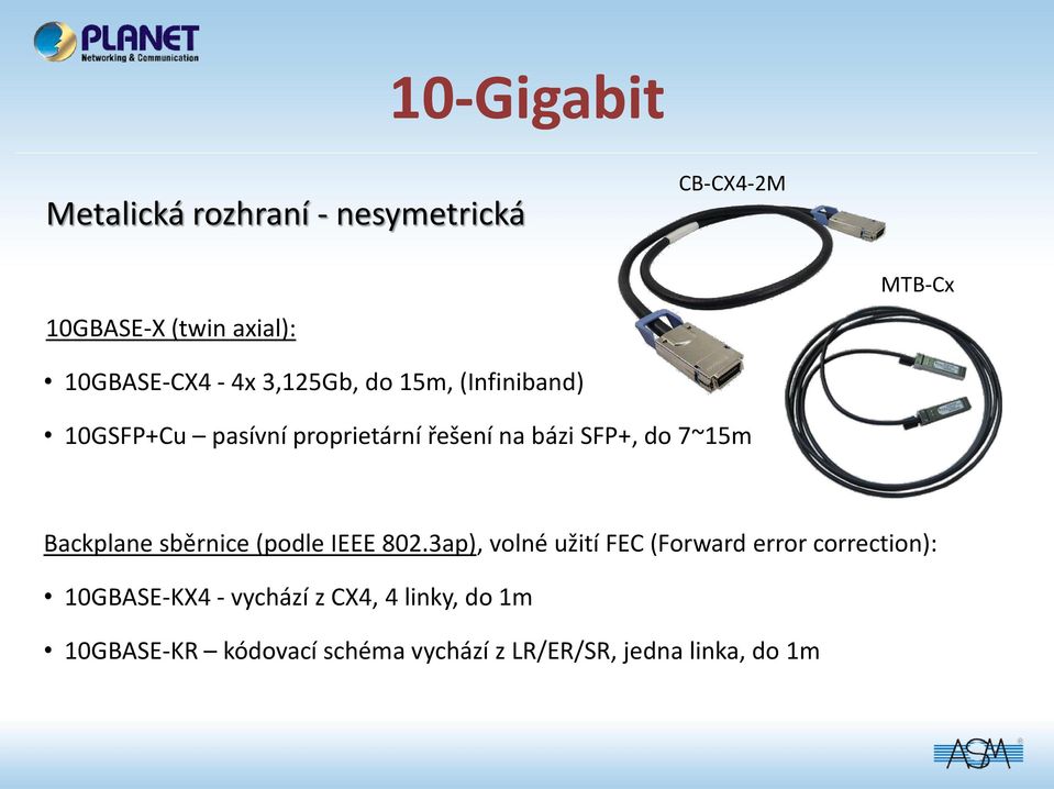 do 7~15m Backplane sběrnice (podle IEEE 802.