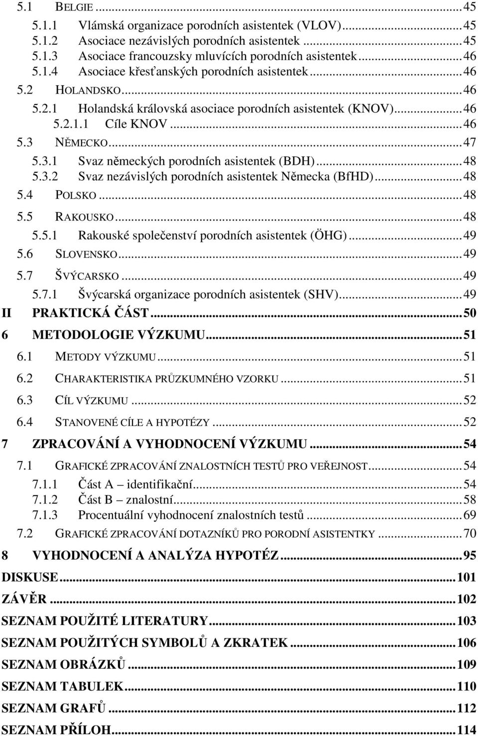 ..48 5.4 POLSKO...48 5.5 RAKOUSKO...48 5.5.1 Rakouské společenství porodních asistentek (ÖHG)...49 5.6 SLOVENSKO...49 II 5.7 ŠVÝCARSKO...49 5.7.1 Švýcarská organizace porodních asistentek (SHV).