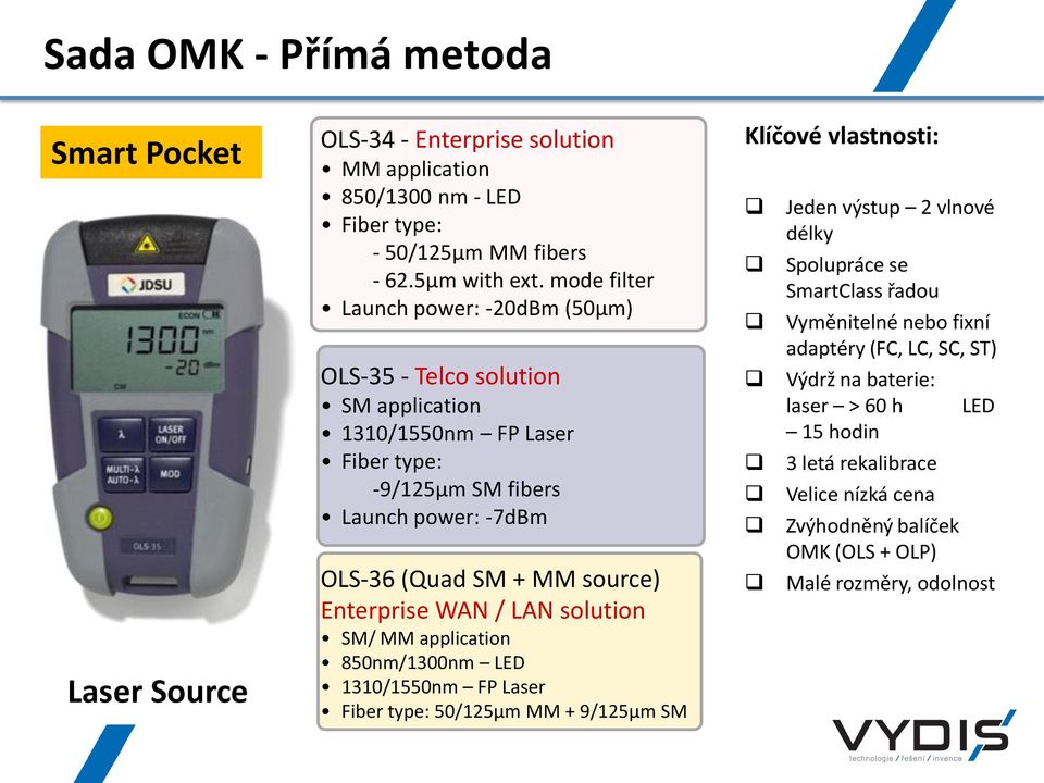 Enterprise WAN / LAN solution SM/ MM application 850nm/1300nm LED 1310/1550nm FP Laser Fiber type: 50/125µm MM + 9/125µm SM Klíčové vlastnosti: Jeden výstup 2 vlnové délky Spolupráce