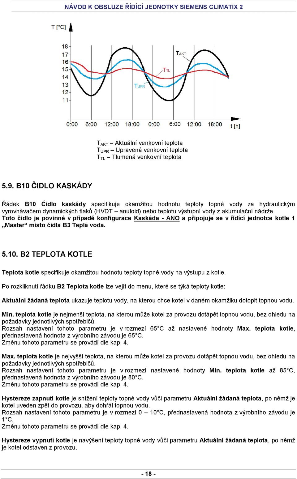 Toto čidlo je povinné v případě konfigurace Kaskáda - ANO a připojuje se v řídící jednotce kotle 1 Master místo čidla B3 Teplá voda. 5.10.