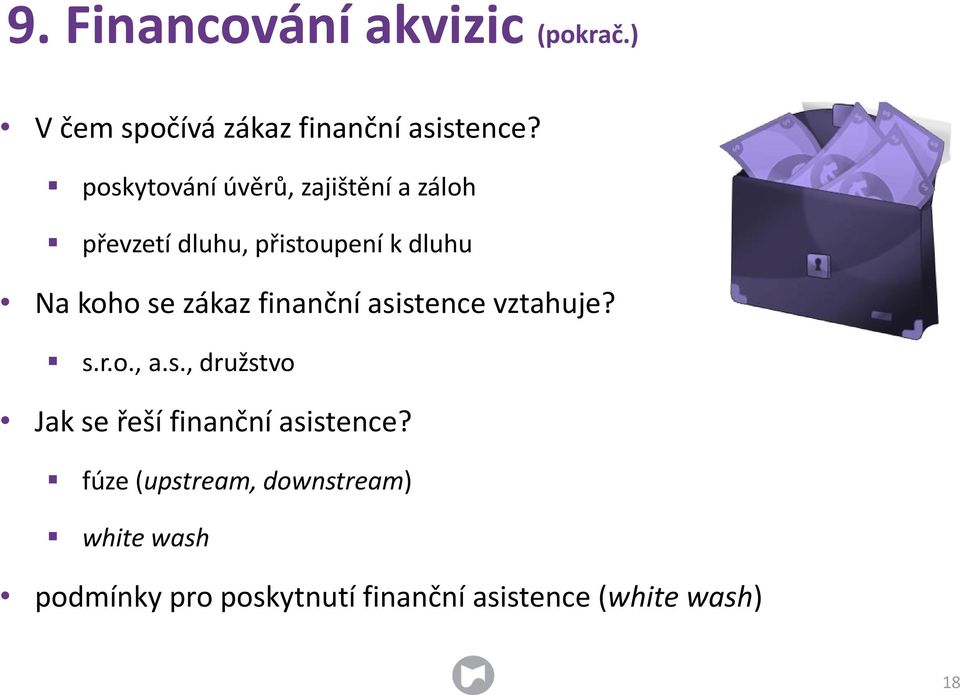 zákaz finanční asistence vztahuje? s.r.o., a.s., družstvo Jak se řeší finanční asistence?