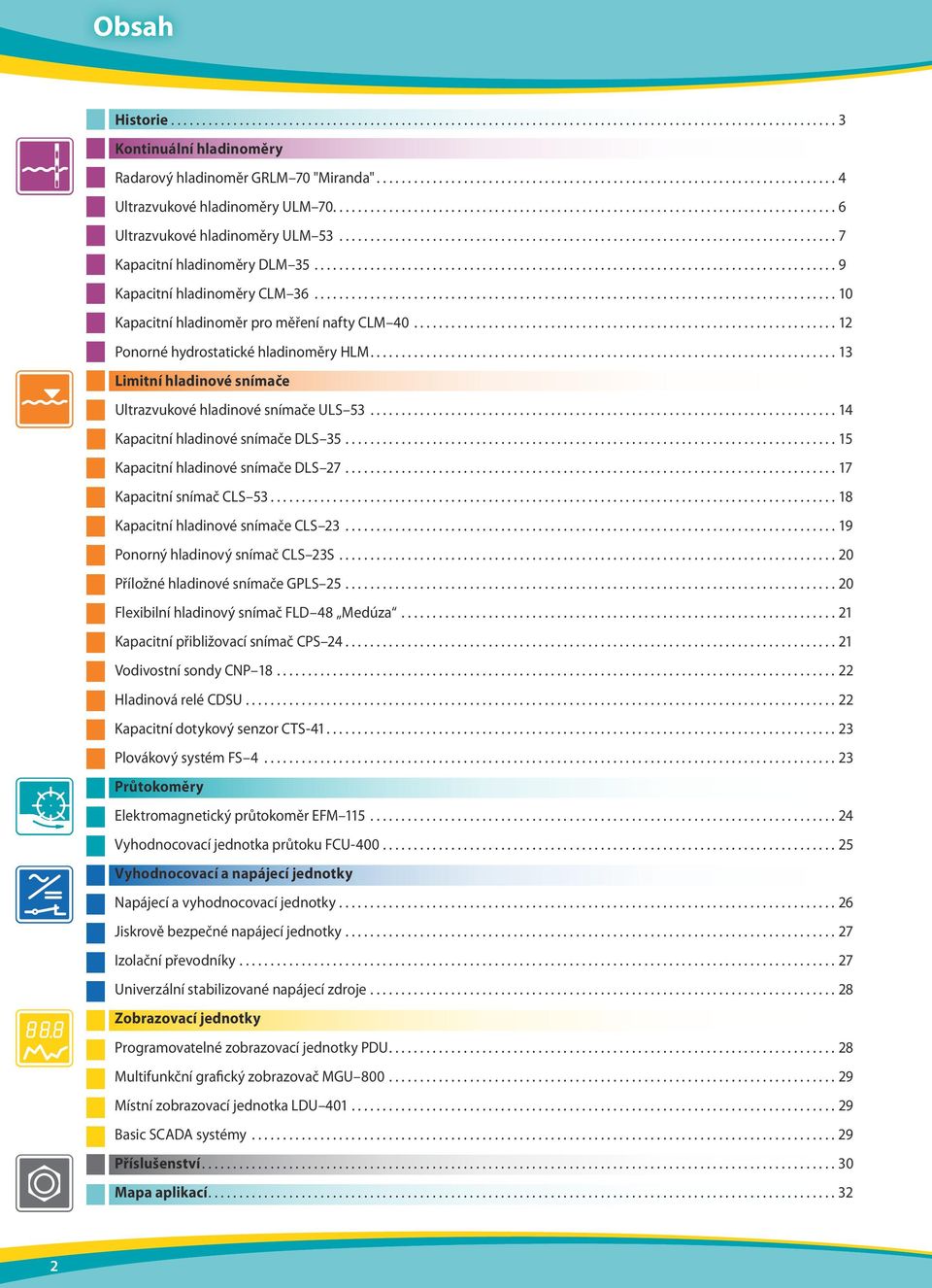 ..14 Kapacitní hladinové snímače DLS 35....15 Kapacitní hladinové snímače DLS 27....17 Kapacitní snímač CLS 53....18 Kapacitní hladinové snímače CLS 23...19 Ponorný hladinový snímač CLS 23S.