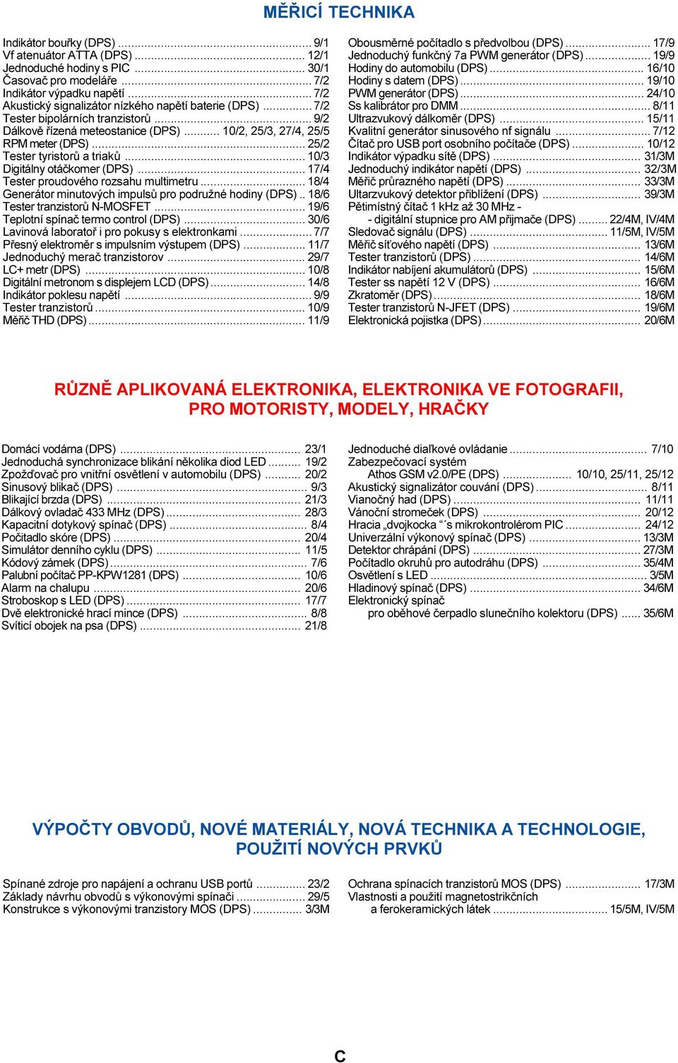 .. 25/2 Tester tyristorù a triakù... 10/3 Digitálny otáèkomer (DPS)... 17/4 Tester proudového rozsahu multimetru... 18/4 Generátor minutových impulsù pro podružné hodiny (DPS).