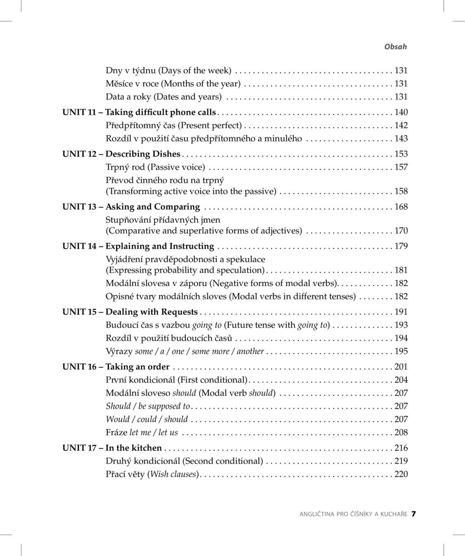 ................................. 142 Rozdíl v použití času předpřítomného a minulého.................... 143 UNIT 12 Describing Dishes................................................ 153 Trpný rod (Passive voice).