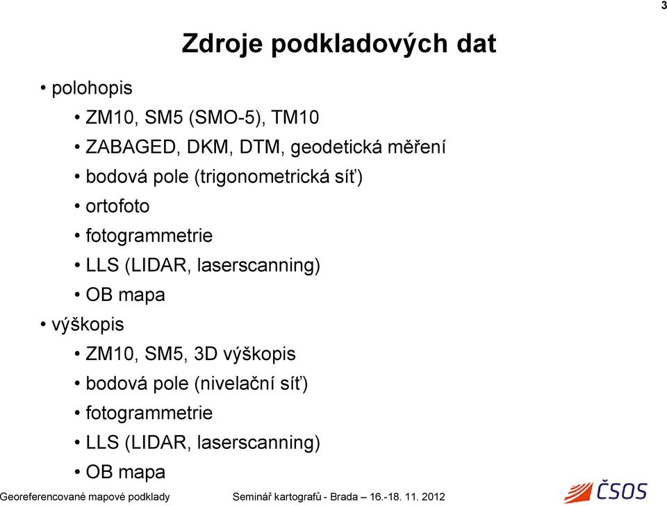 fotogrammetrie LLS (LIDAR, laserscanning) OB mapa výškopis ZM10, SM5, 3D