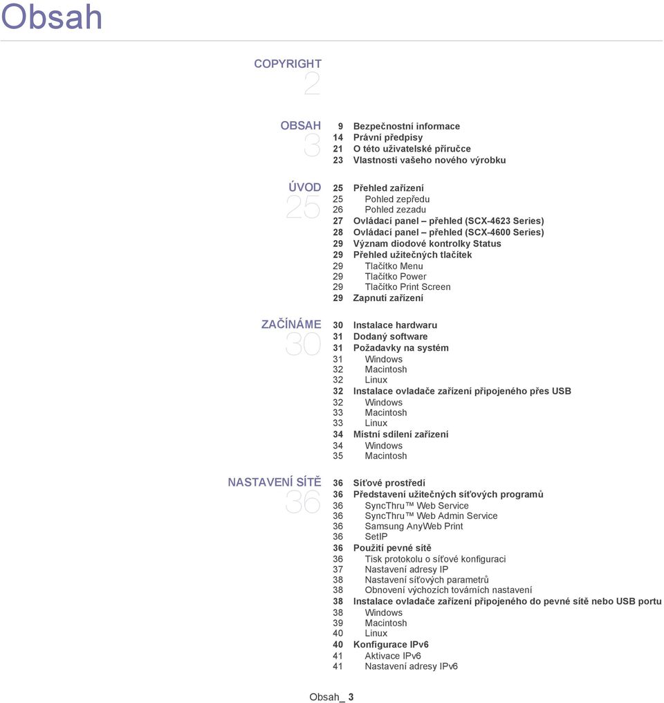 Tlačítko Print Screen 29 Zapnutí zaįízení ZAČÍNÁME 30 30 Instalace hardwaru 31 Dodaný software 31 Požadavky na systém 31 Windows 32 Macintosh 32 Linux 32 Instalace ovladače zaįízení pįipojeného pįes