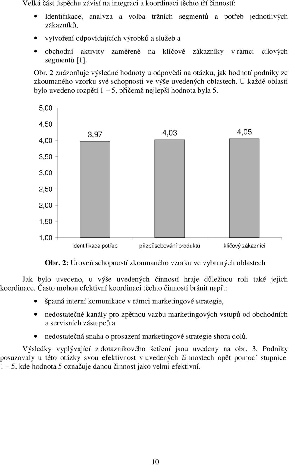 2 znázorňuje výsledné hodnoty u odpovědi na otázku, jak hodnotí podniky ze zkoumaného vzorku své schopnosti ve výše uvedených oblastech.