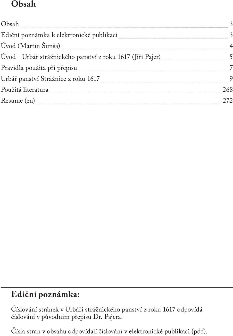 literatura 268 Resume (en) 272 Ediční poznámka: Číslování stránek v Urbáři strážnického panství z roku 1617