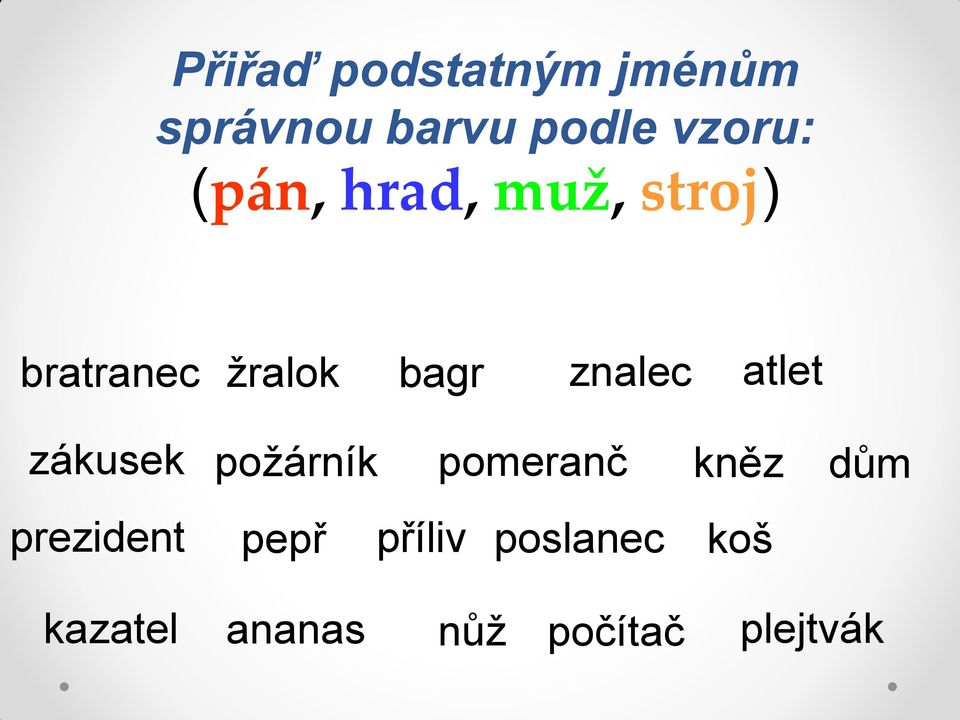 atlet zákusek požárník pomeranč kněz dům prezident