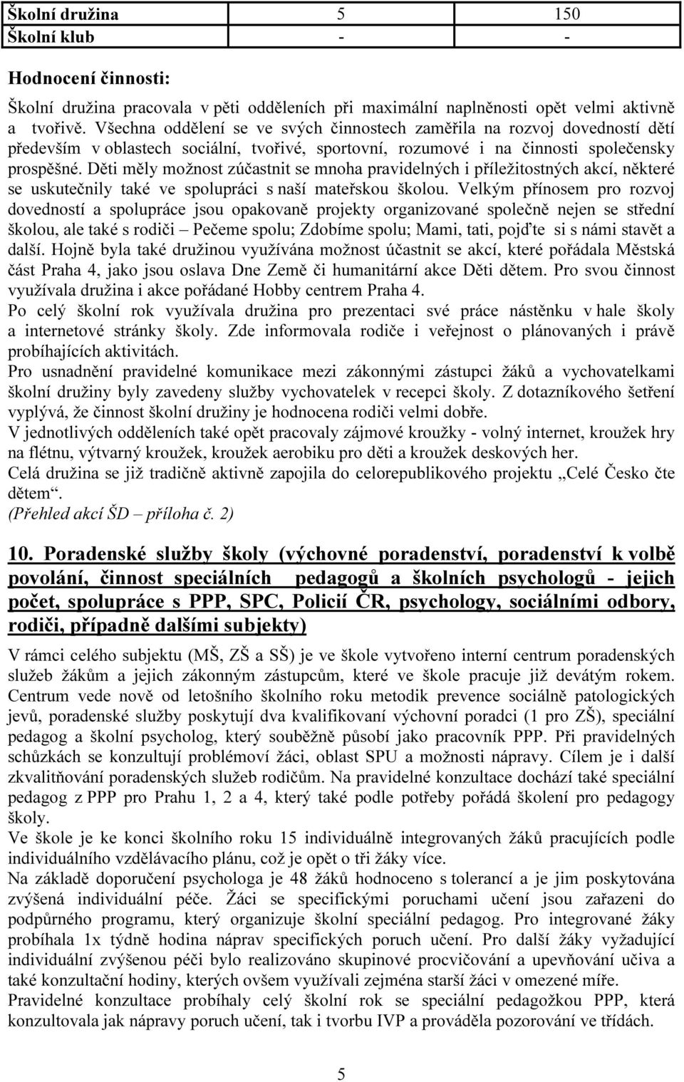 Děti měly možnost zúčastnit se mnoha pravidelných i příležitostných akcí, některé se uskutečnily také ve spolupráci s naší mateřskou školou.