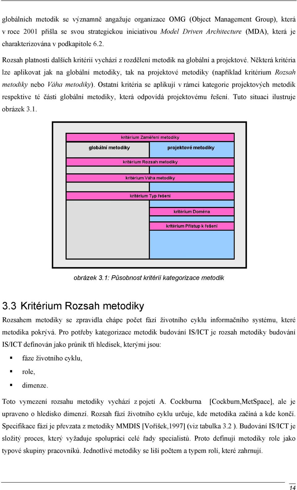 Některá kritéria lze aplikovat jak na globální metodiky, tak na projektové metodiky (například kritérium Rozsah metodiky nebo Váha metodiky).