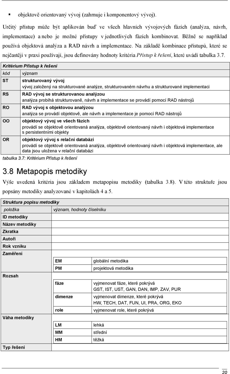 Běžně se například používá objektová analýza a RAD návrh a implementace.