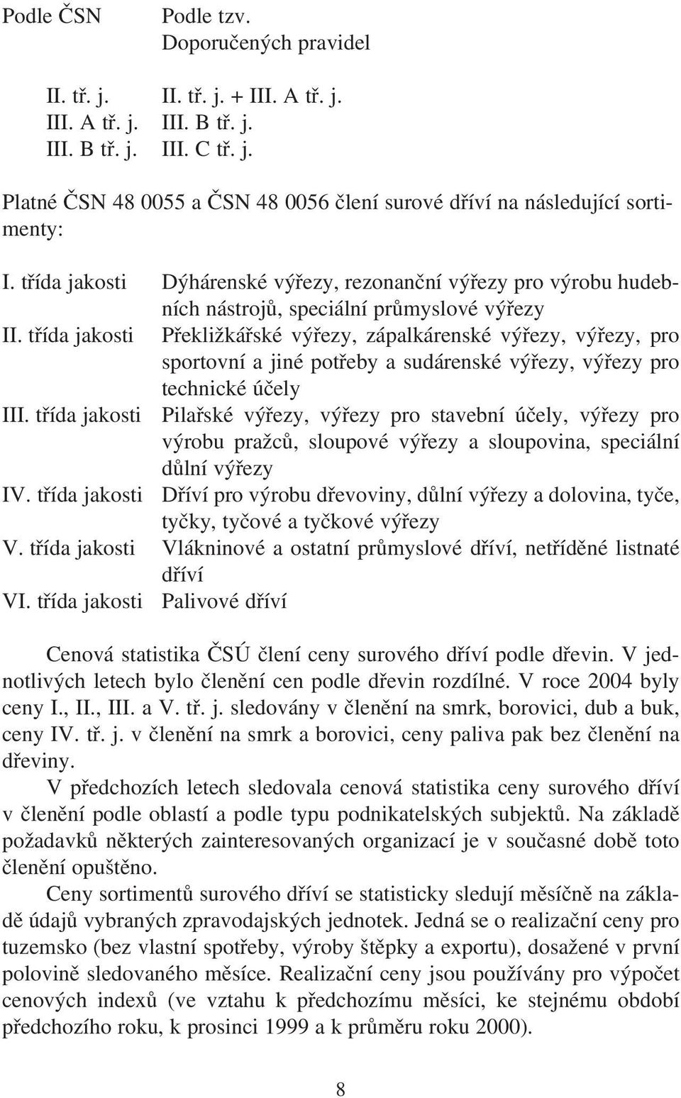 třída jakosti Překližkářské výřezy, zápalkárenské výřezy, výřezy, pro sportovní a jiné potřeby a sudárenské výřezy, výřezy pro technické účely III.