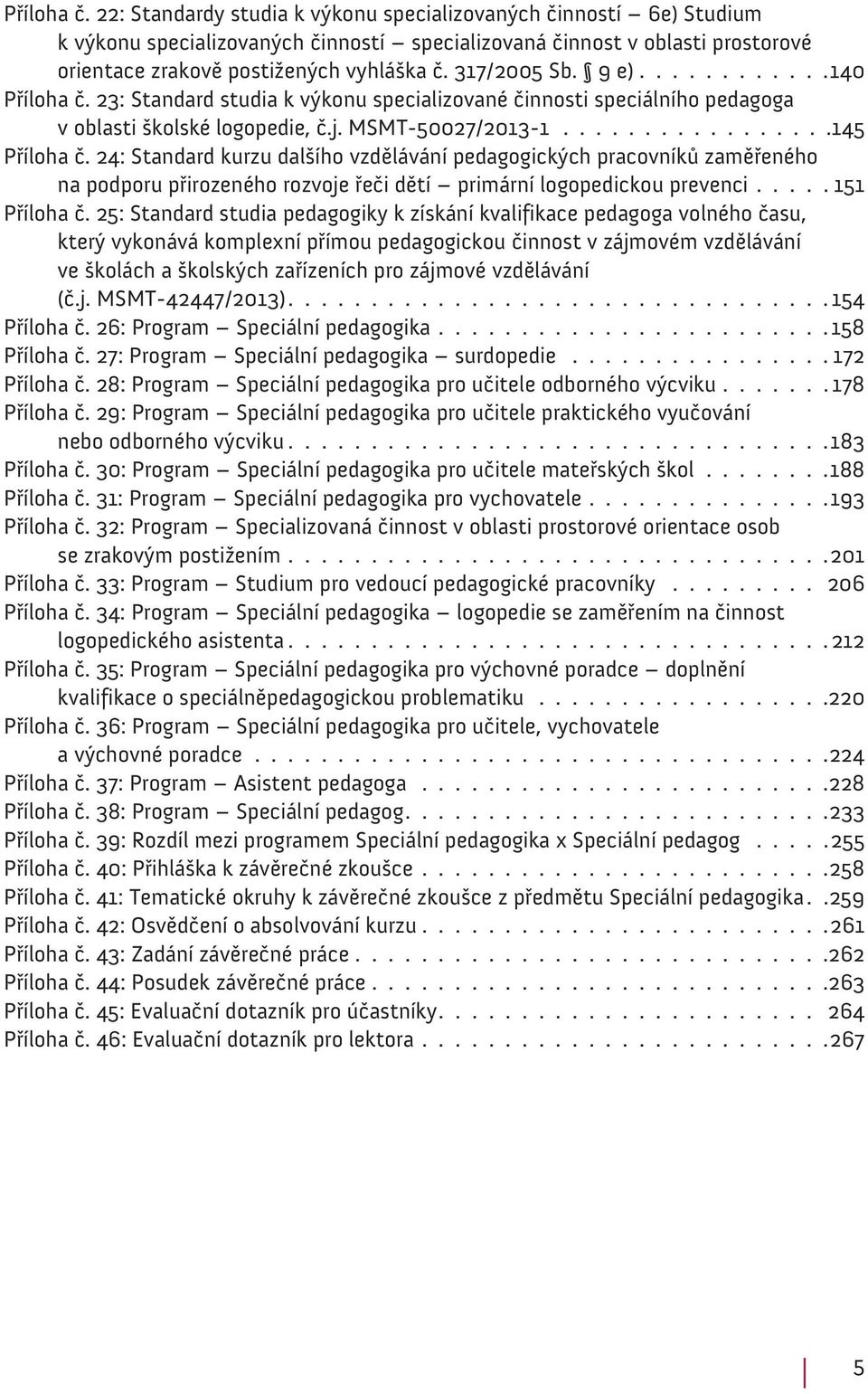 24: Standard kurzu dalšího vzdělávání pedagogických pracovníků zaměřeného na podporu přirozeného rozvoje řeči dětí primární logopedickou prevenci..... 151 Příloha č.