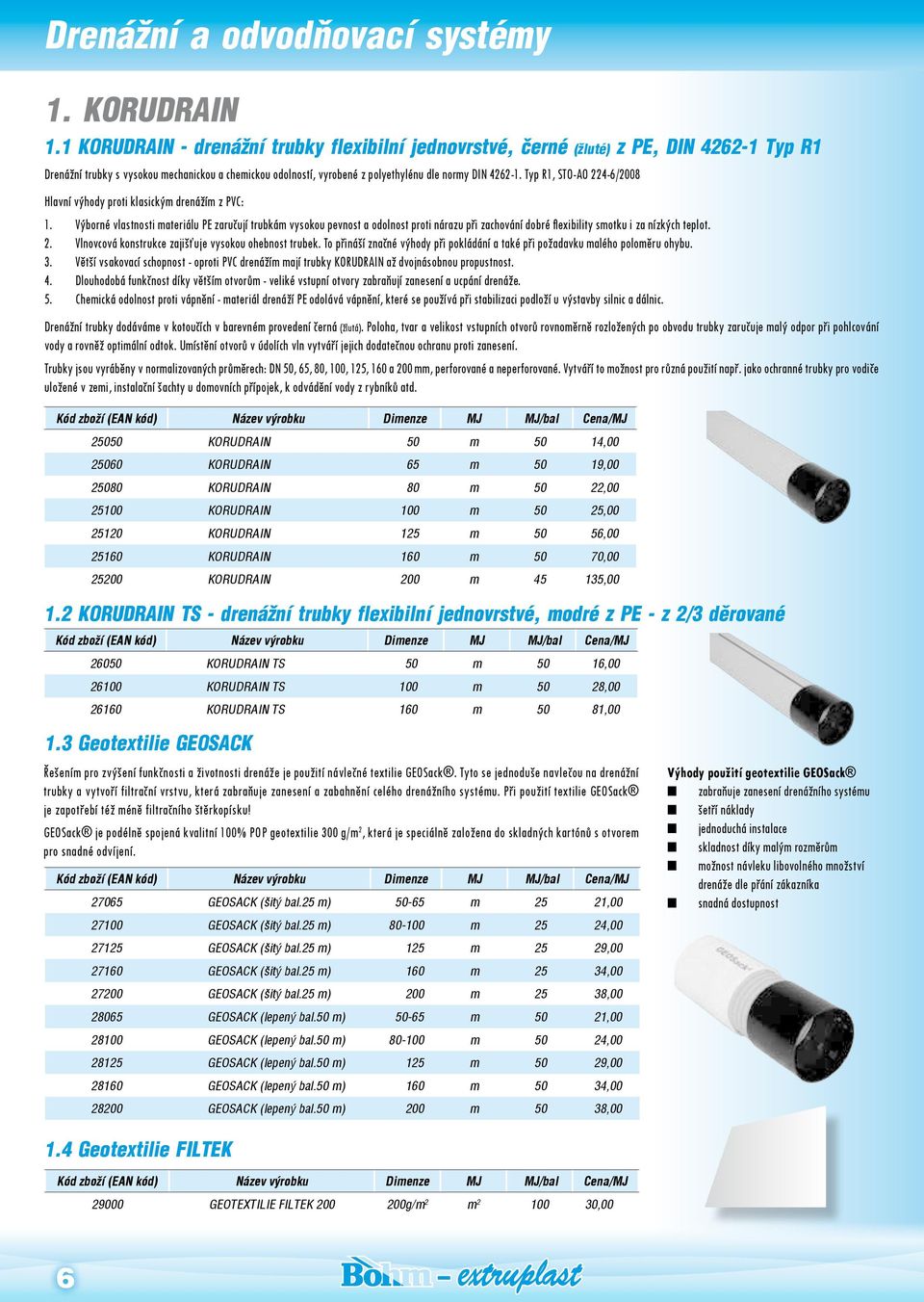 Typ R1, STO-AO 224-6/2008 Hlavní výhody proti klasickým drenážím z PVC: 1.