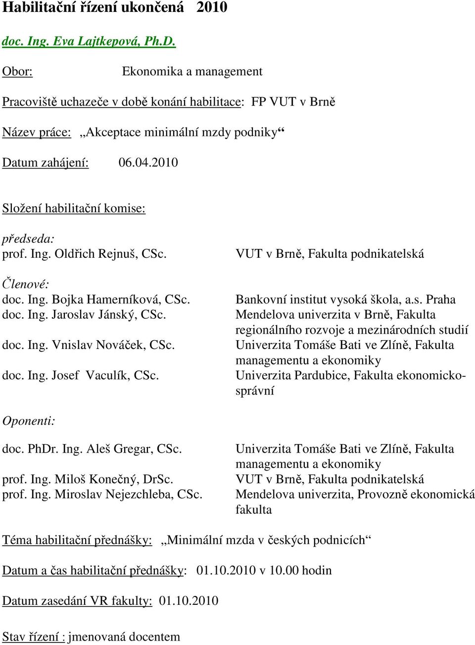 VUT v Brně, Fakulta podnikatelsk