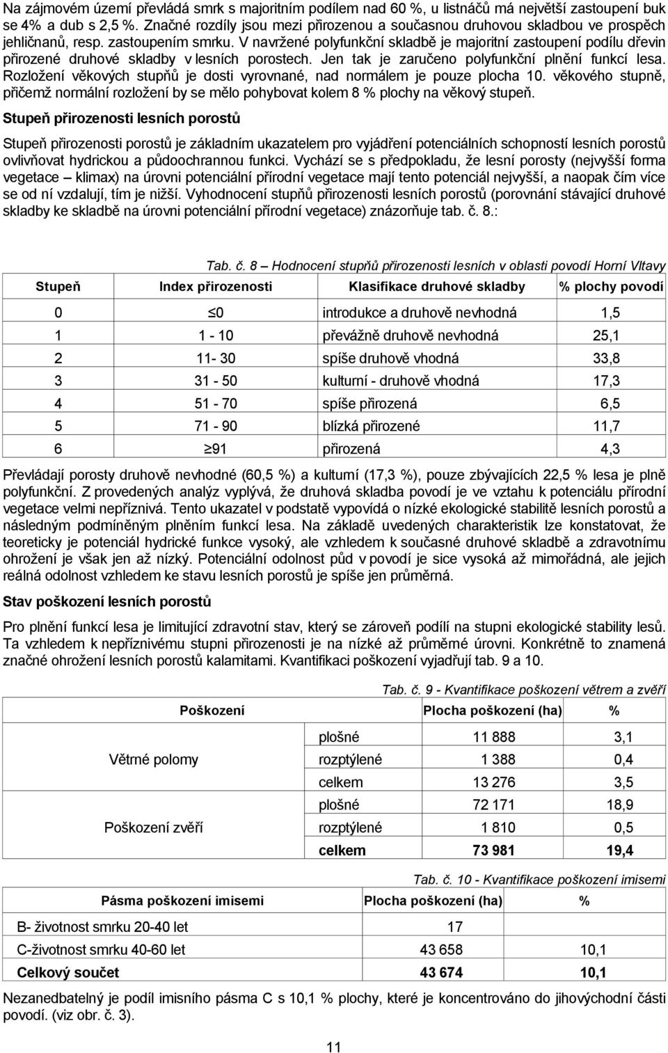 V navrţené polyfunkční skladbě je majoritní zastoupení podílu dřevin přirozené druhové skladby v lesních porostech. Jen tak je zaručeno polyfunkční plnění funkcí lesa.