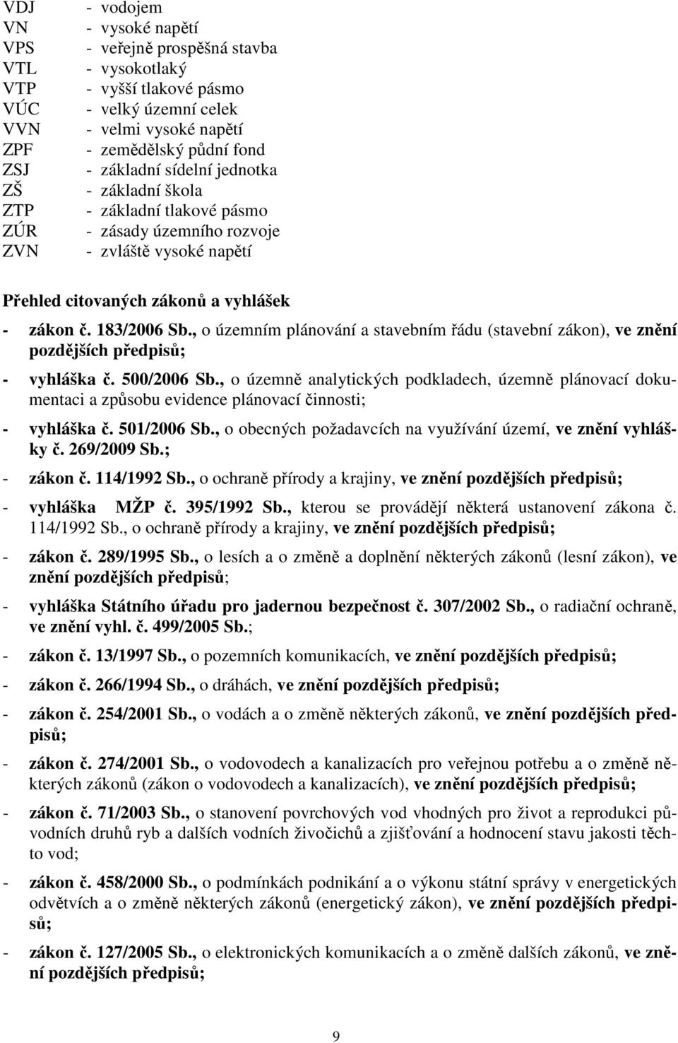 , o územním plánování a stavebním řádu (stavební zákon), ve znění pozdějších předpisů; - vyhláška č. 500/2006 Sb.