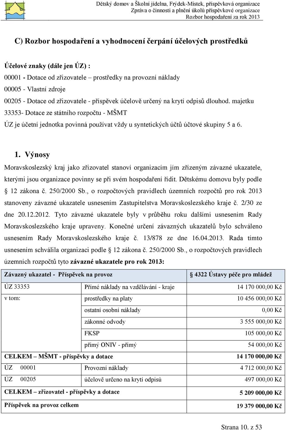 1. Výnosy Moravskoslezský kraj jako zřizovatel stanoví organizacím jím zřízeným závazné ukazatele, kterými jsou organizace povinny se při svém hospodaření řídit.