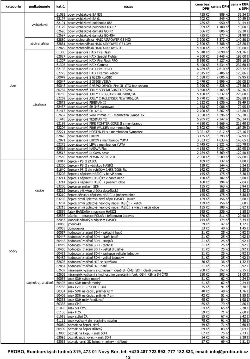 909 Kč 1 100 Kč 40,00 62696 obuv vycházková dámská GO P2 666 Kč 806 Kč 29,30 62697 obuv vycházková dámská GO 454 725 Kč 877 Kč 31,90 62880 obuv záchranářská HAIX AIRPOWER G3 MID 3 200 Kč 3 872 Kč