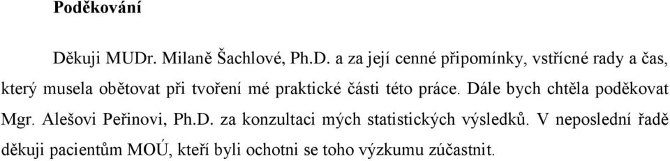 . Milaně Šachlové, Ph.D.