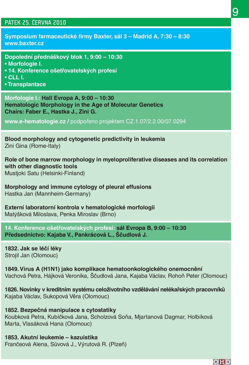 e-hematologie.cz / podpořeno projektem CZ.1.07/2.2.00/07.