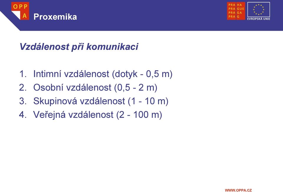 Osobní vzdálenost (0,5-2 m) 3.