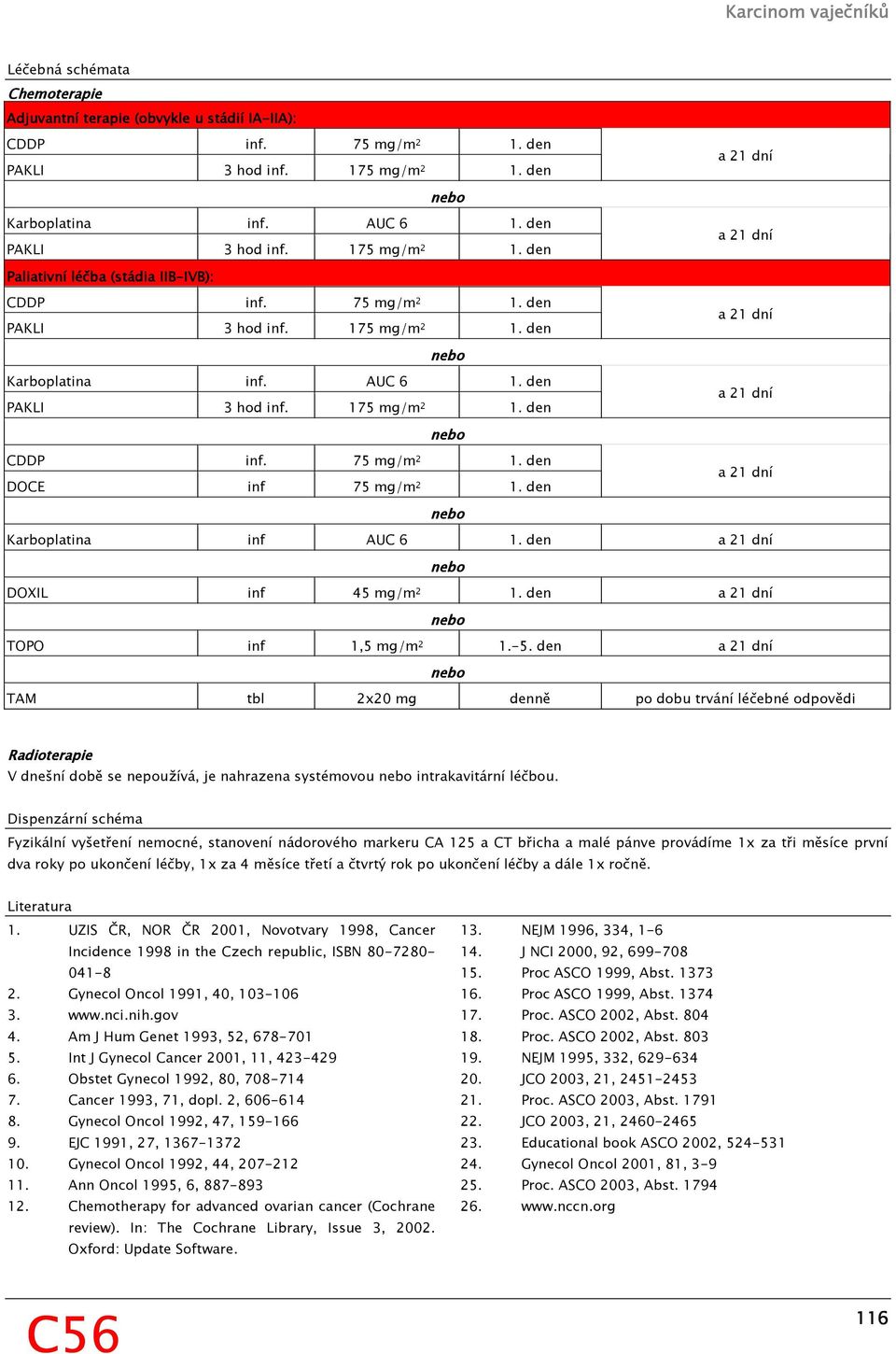 den a 21 dní a 21 dní a 21 dní a 21 dní a 21 dní Karboplatina inf AUC 6 1. den a 21 dní DOXIL inf 45 mg/m 2 1. den a 21 dní TOPO inf 1,5 mg/m 2 1.-5.